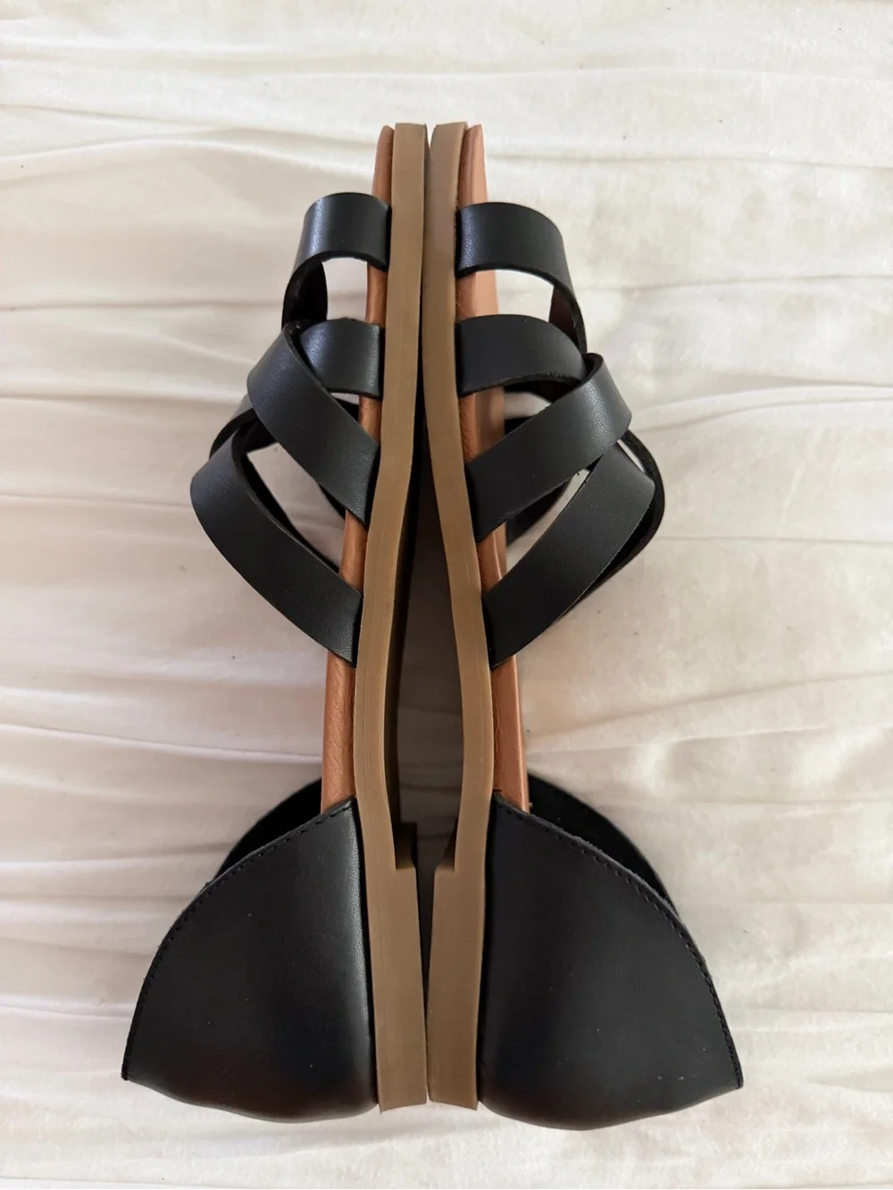 Steve Madden Black Leather Strappy D’Orsay Flat Sandals Size 7